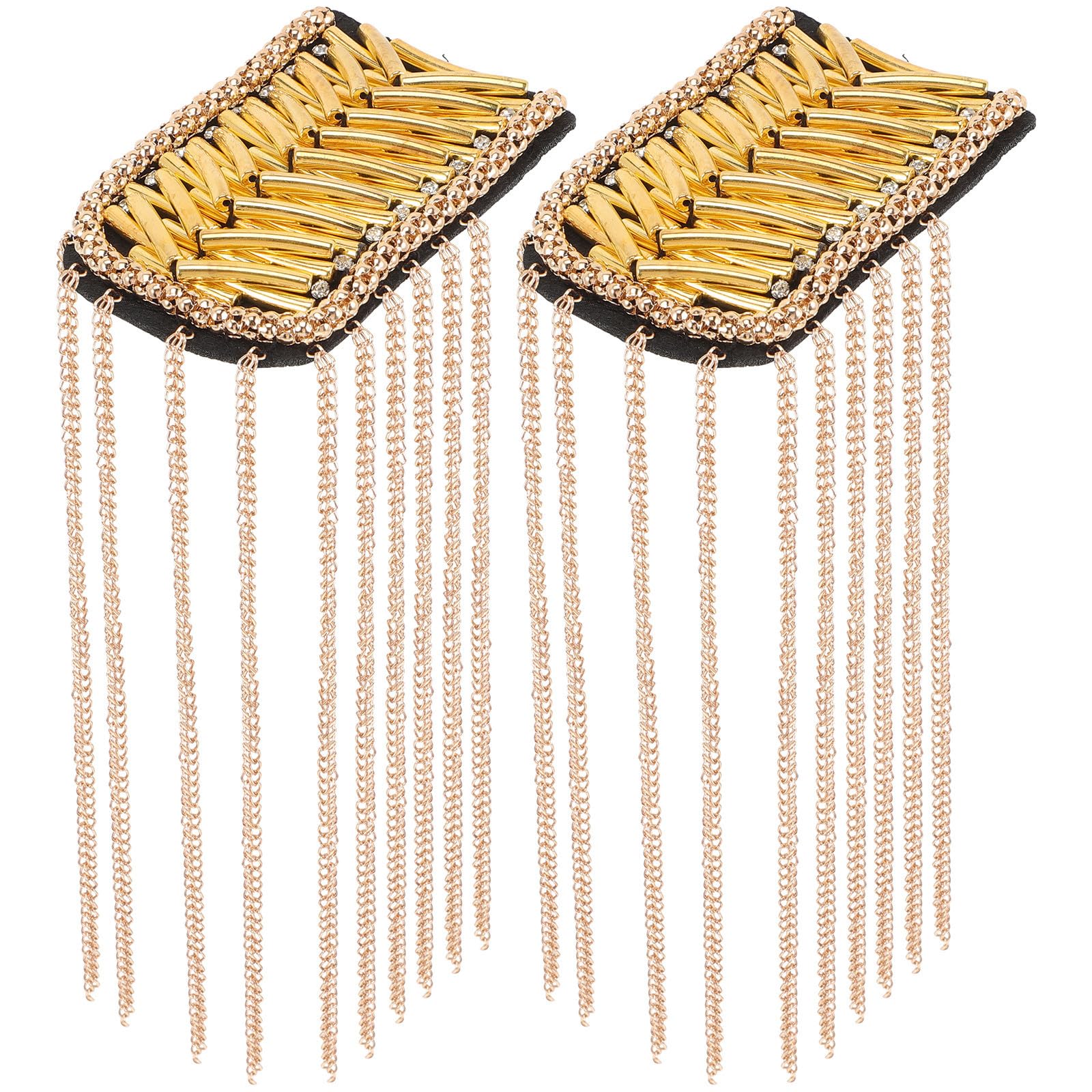 Charreteras doradas de aleación con flecos para uniforme militar y disfraces, pack de 2 piezas