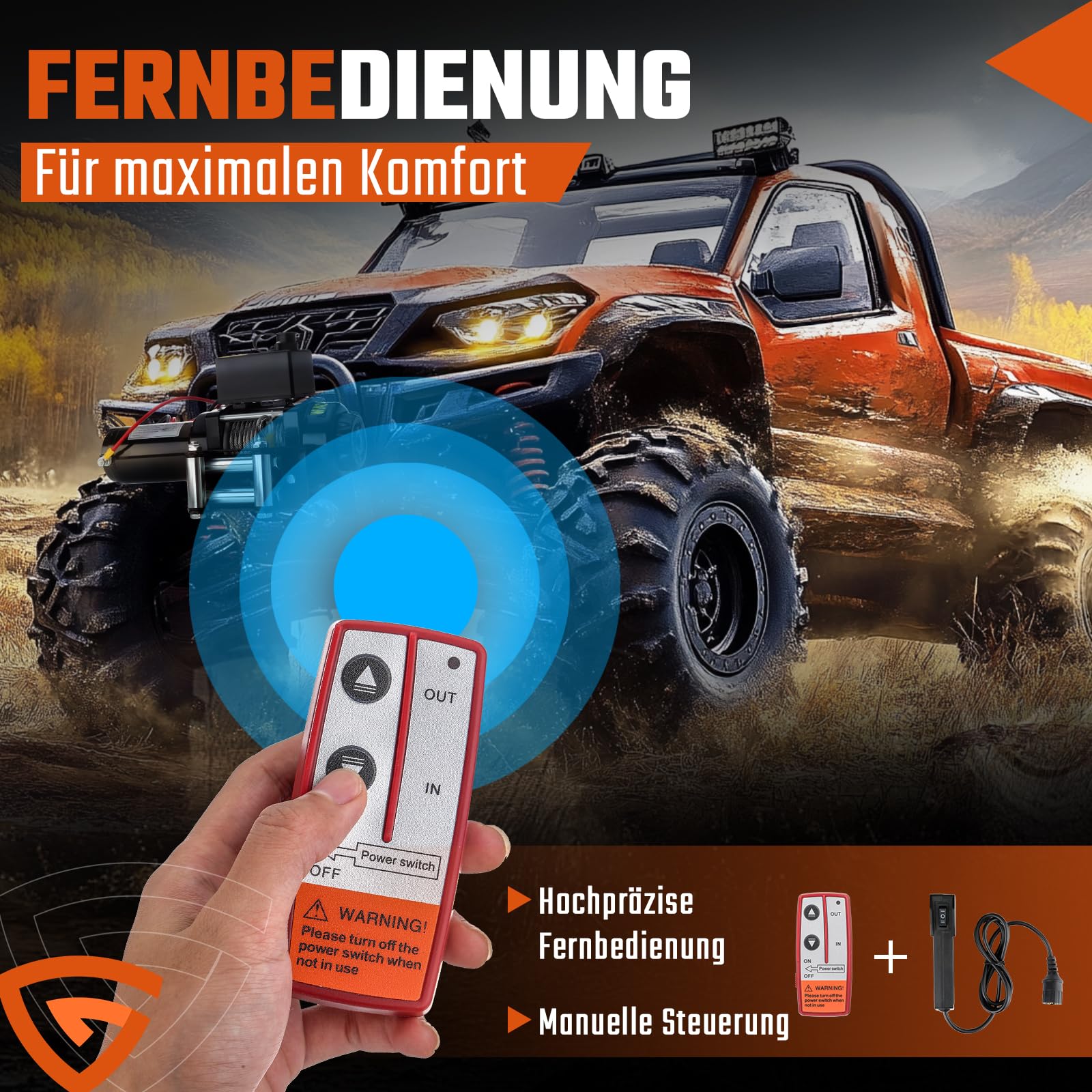 Elektrische seilwinde 12V 1360 kg / 3000lbs, Motorwinde Seilzug Elektrowinde 1kW Motor, mit Stahlseil, Funk & Kabel Fernbedienung, Wasserdicht, Seilfenster, für SUV, Offroad, LKW, Anhänger