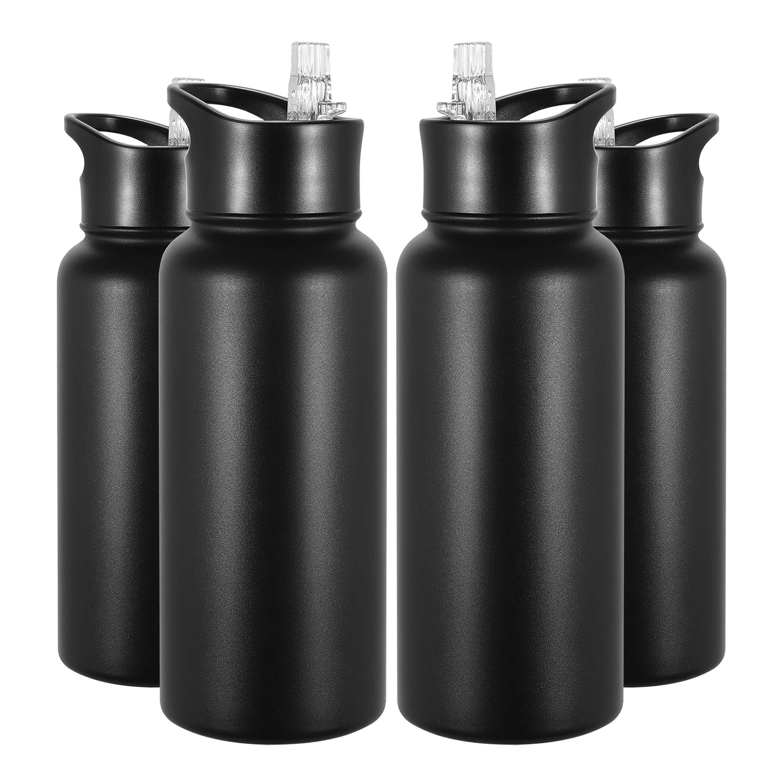 VEGOND 32 oz Insulated Water Bottle Bulk Stainless Steel Metal Water Bottles with Leak Proof Straw Lid & Spout Lid, Wide Mouth Double Walled Vacuum