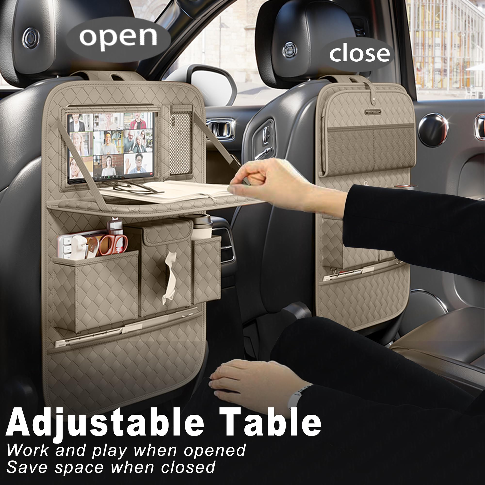 Car Seat Organizers Multi-functional Back Seat Protectors Storage Pouches and Tray Holders for Cars Kids Seat Back and — view 4