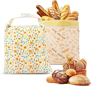 2 Stück Wiederverwendbare Bienenwachs Brotbeutel, Groß 43x33cm Brotbeutel Leinen mit Natürlicher Bienenwachs-Beschichtung, Baumwoll-Aufbewahrungsbeutel für Selbstgebackenes Brot und Backwaren