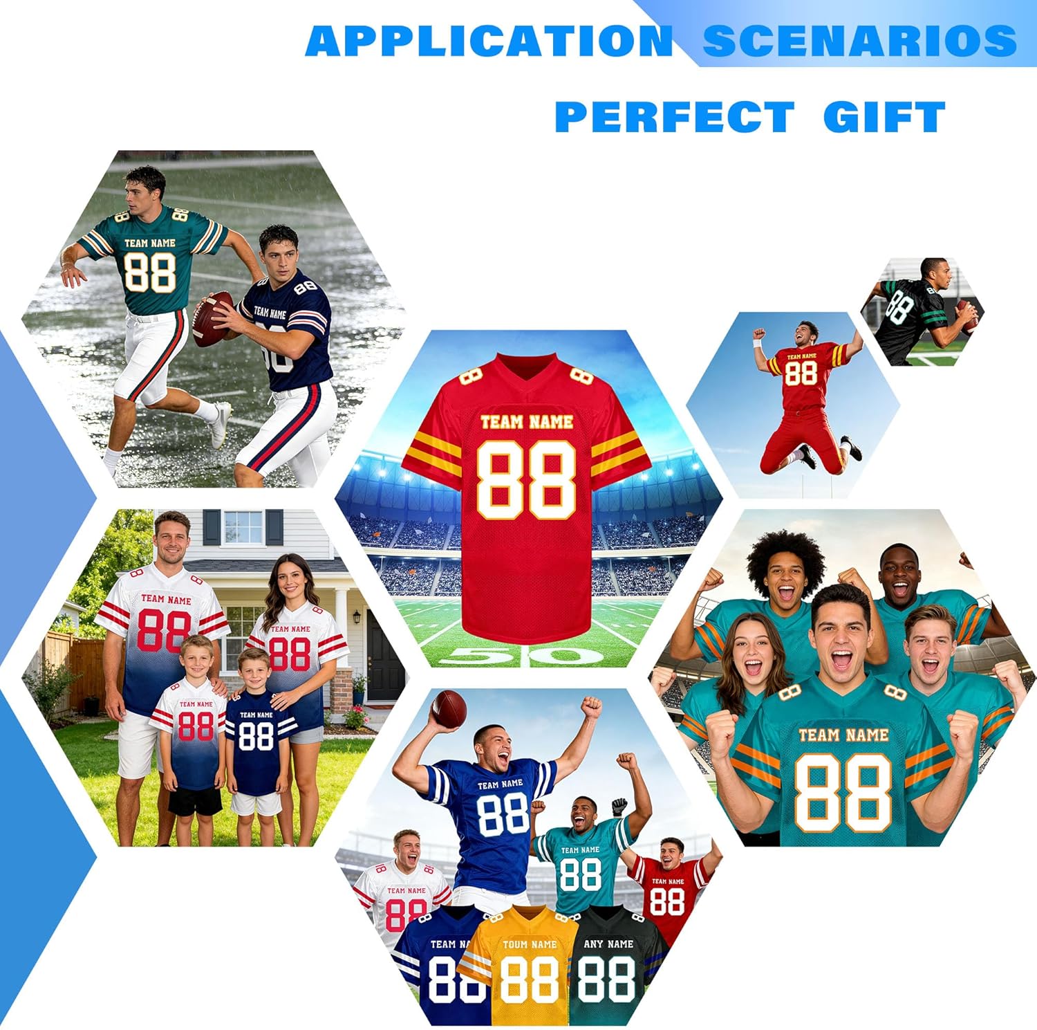 Custom Football Jersey - Personalized Name/Number/Team Logo for Men Women Youth, Ideal Sports Gift - Image 6