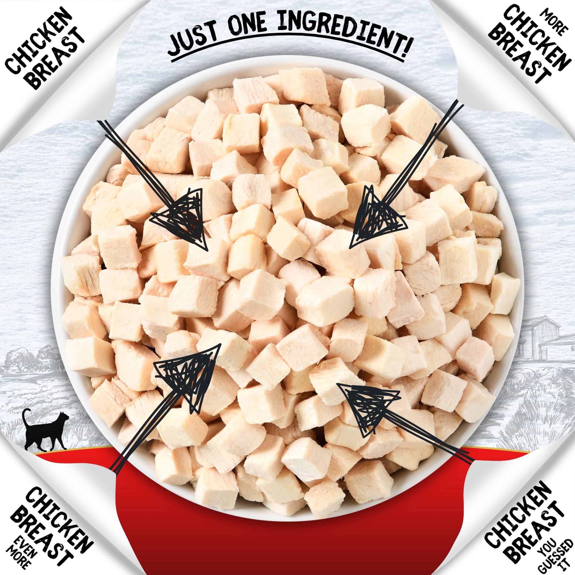 COOKHOUSE 100% Chicken Breast / 100% Duck Breast Freeze Dried Luxury Cat Treats, 12 x 10g Bags, 100% Natural, Grain Free - Image 3