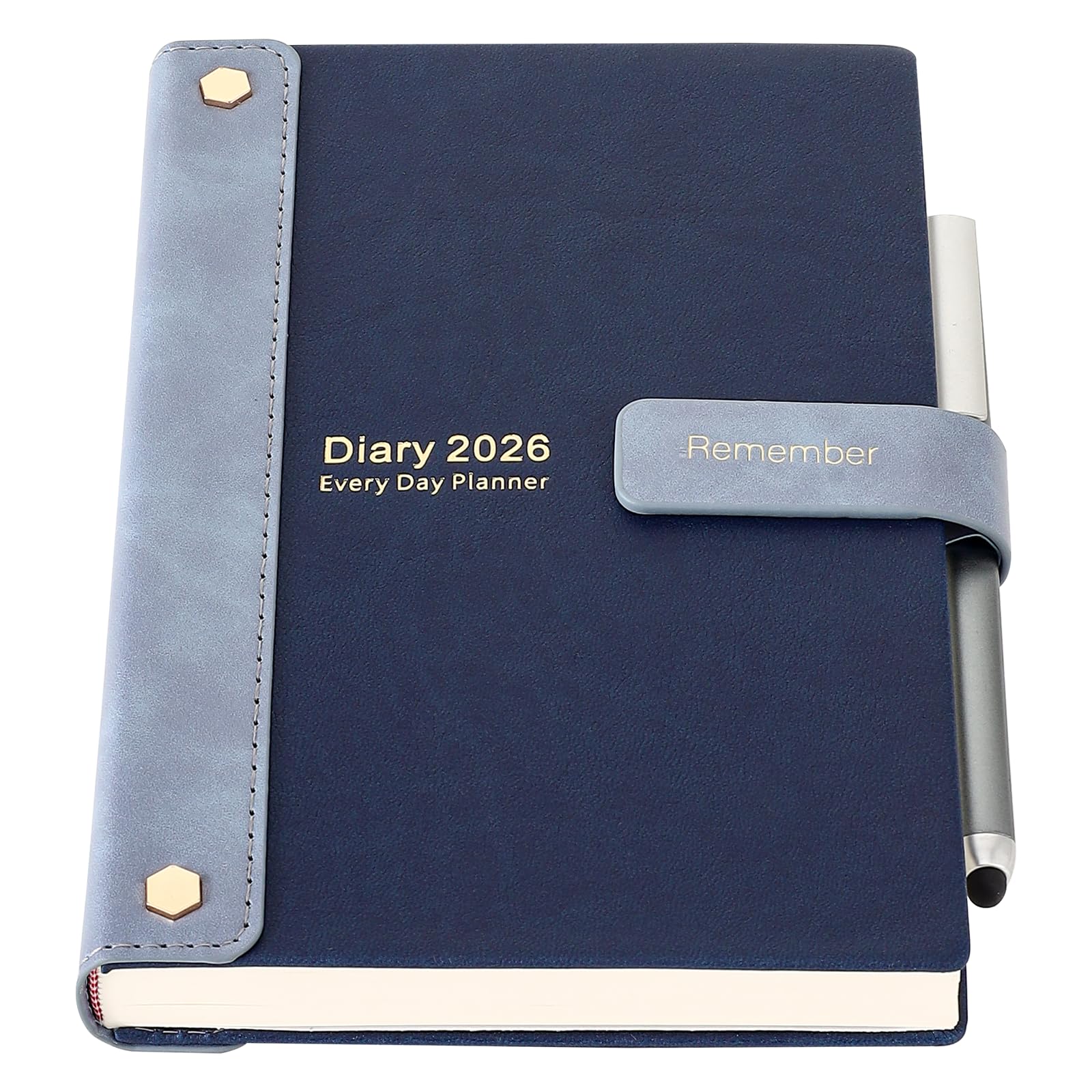 Academic Diary 2026,Agenda 26 Diary A5 Page a Day,Hardcover Organiser Year Diary Jan-Dec 2026,Month Weekly Planner with Pen,Stickers,Inner Pocket (Blue 2026, A5)