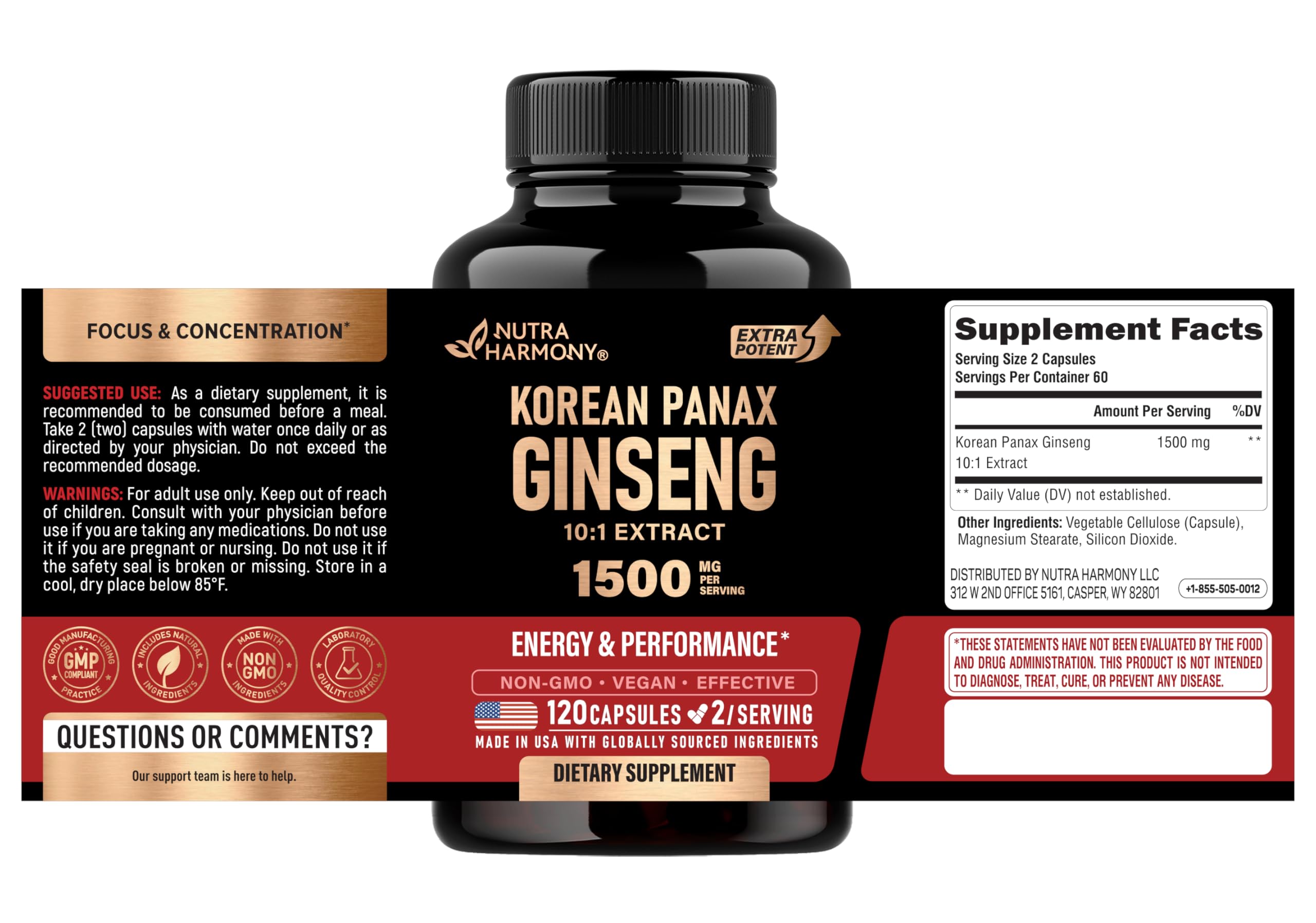 Panax Ginseng 1500mg - Energy, Focus, Productivity & Performance - 120 Caps — Amazon image 2