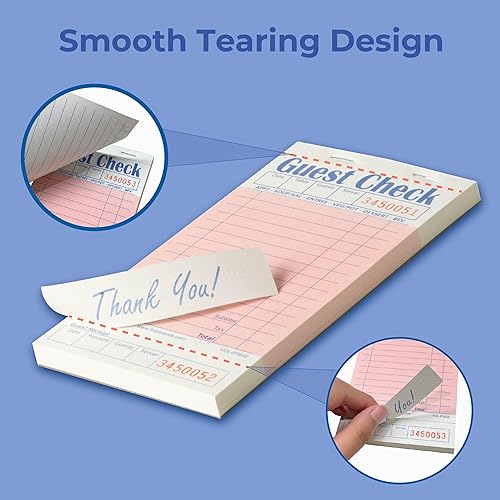 Vista 12 de 10 talonarios con comandas para pedidos de clientes, para mozos, con recibos para los clientes, para pedidos de comida de restaurantes, 50 comandas