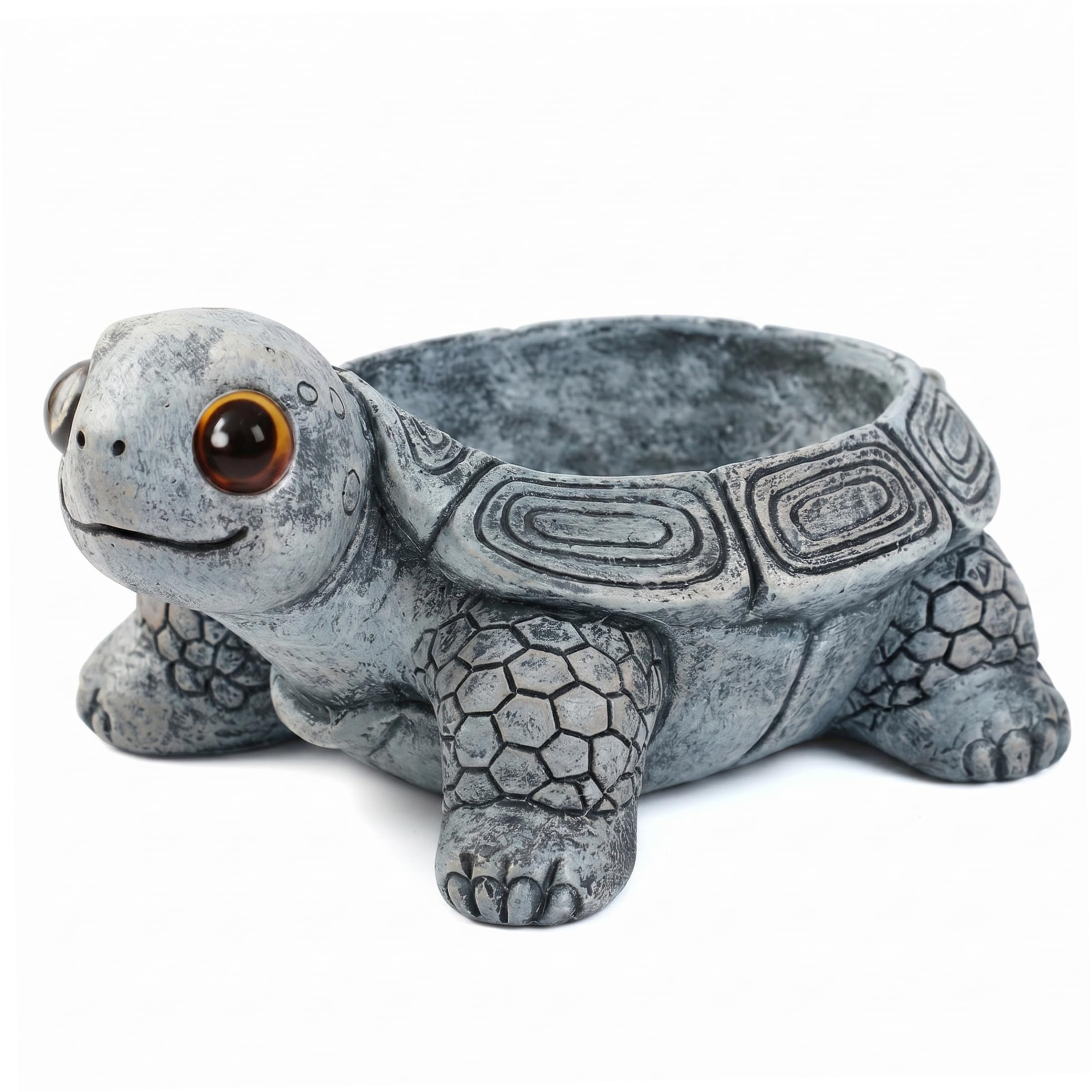 Bemonew Turtle Planter, Realistic Cute Animal Planter Resin Turtle Flower Pot for Succulents Indoor Outdoor Decor, Grey