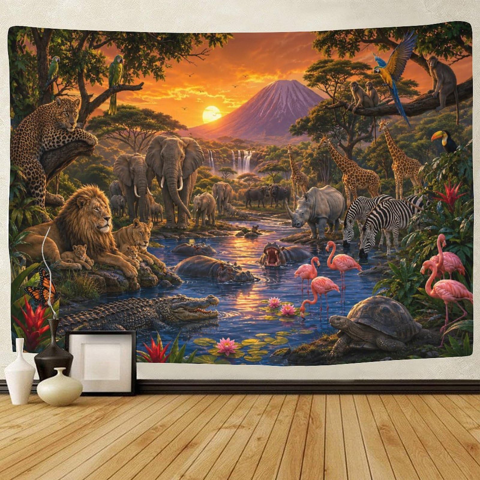 GPMNBCXZK Jungle Wildlife Wall Art Decor 3D Print Wall Tapestry Animals Kingdom Tapestries Poster Curtain Bedroom College Dorm 100cmx150cm