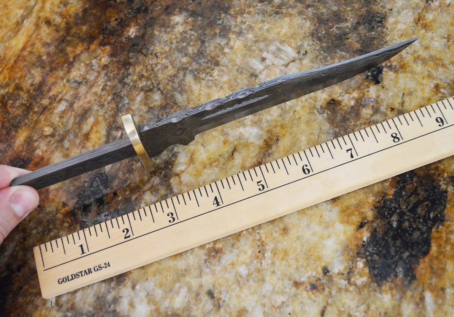 Large Clip Point Damascus Knife Blank +Brass Finger Guard for Custom Making Knives Blade Blades Blanks Hunting