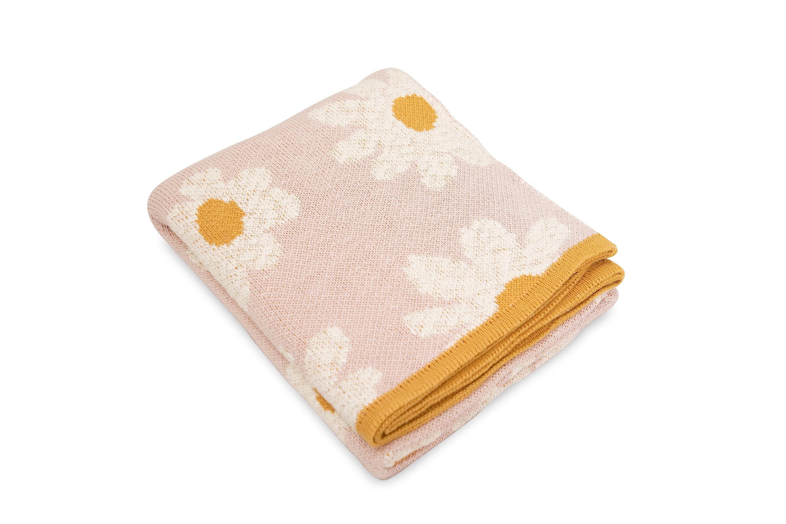 POMME 100% Cotton Knitted Jacquard with Texture Yarn Flower Baby Blanket (80x100 cm)