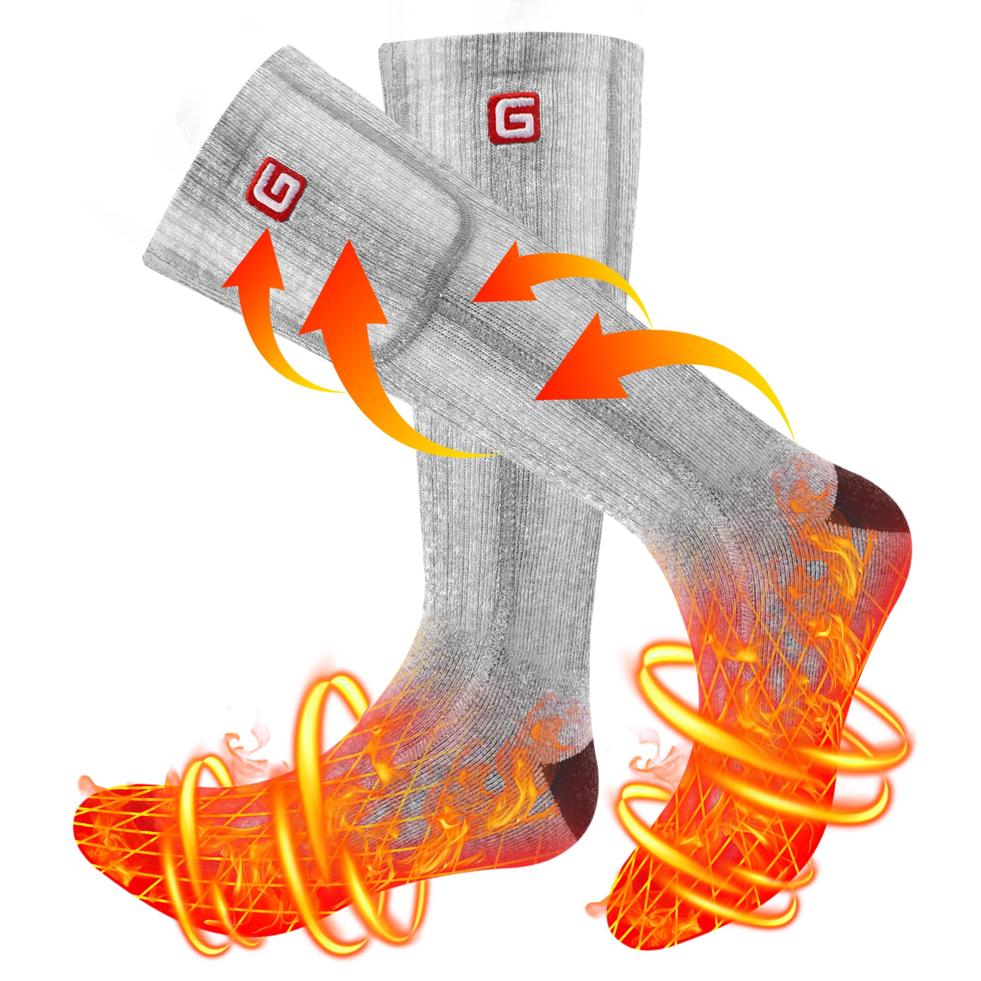 Autocastle Upgraded 4000mAh Heated Socks Rechargeable Electric Battery Socks, 12Hours Men Women Winter Warm Thermal Socks, Novelty Washable Heated Socks, Climb Hike Hunt Ski Cycle Outdoors Foot Warmer