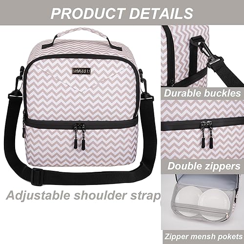 Miniatura 4 de Lonchera térmica para mujer, lonchera de doble cubierta para hombres, a prueba de fugas, bolsa grande con correa ajustable para el trabajo de