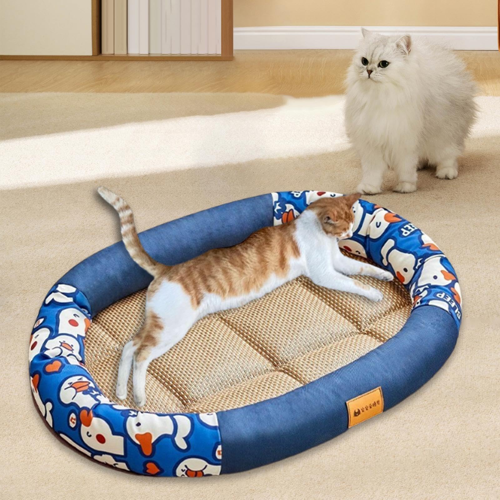 Cuccia per Gatti da Interno per Il Caldo Estivo, Materassino per Cani di Piccola Taglia E Gattini, Blu