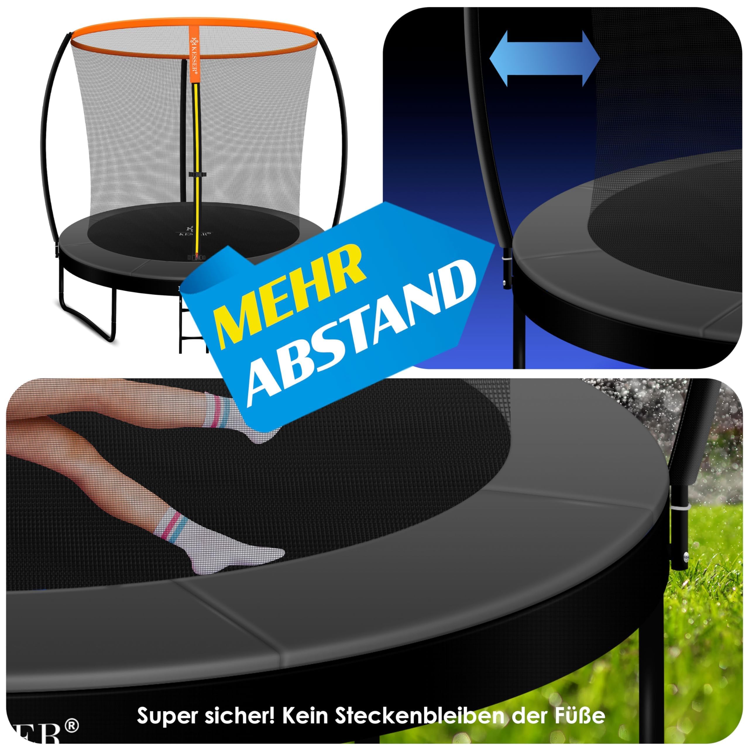 KESSER® Rete di Sicurezza Sostitutiva per Trampolino Rete per Trampolino Resistente ai Raggi UV Protezione per Trampolino Ø 244 305 366 427 cm | Porta d'ingresso con Zip