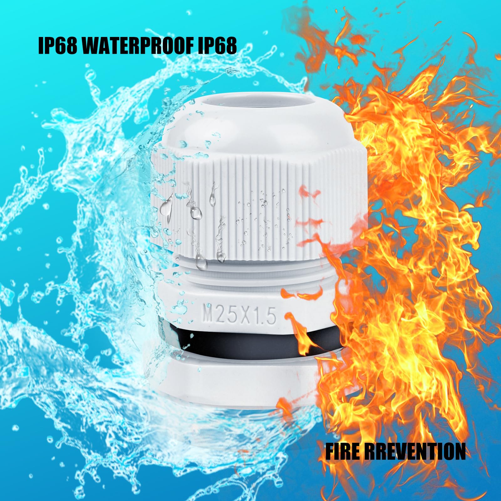 PUWOWYE 40 Pezzi Passacavo Impermeabile IP68, Connettori Pressacavi M12 M16 M20 M25 con Cavo Flessibile Regolabile, Pressacavi Elettrici con Guarnizioni Controdado