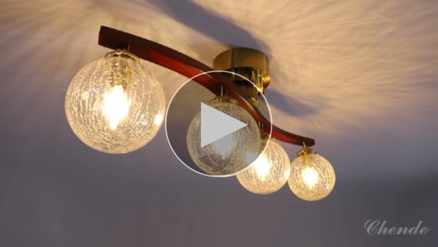 Amazon.co.jp : Chende シーリングライト ガラス 4灯 木 LED