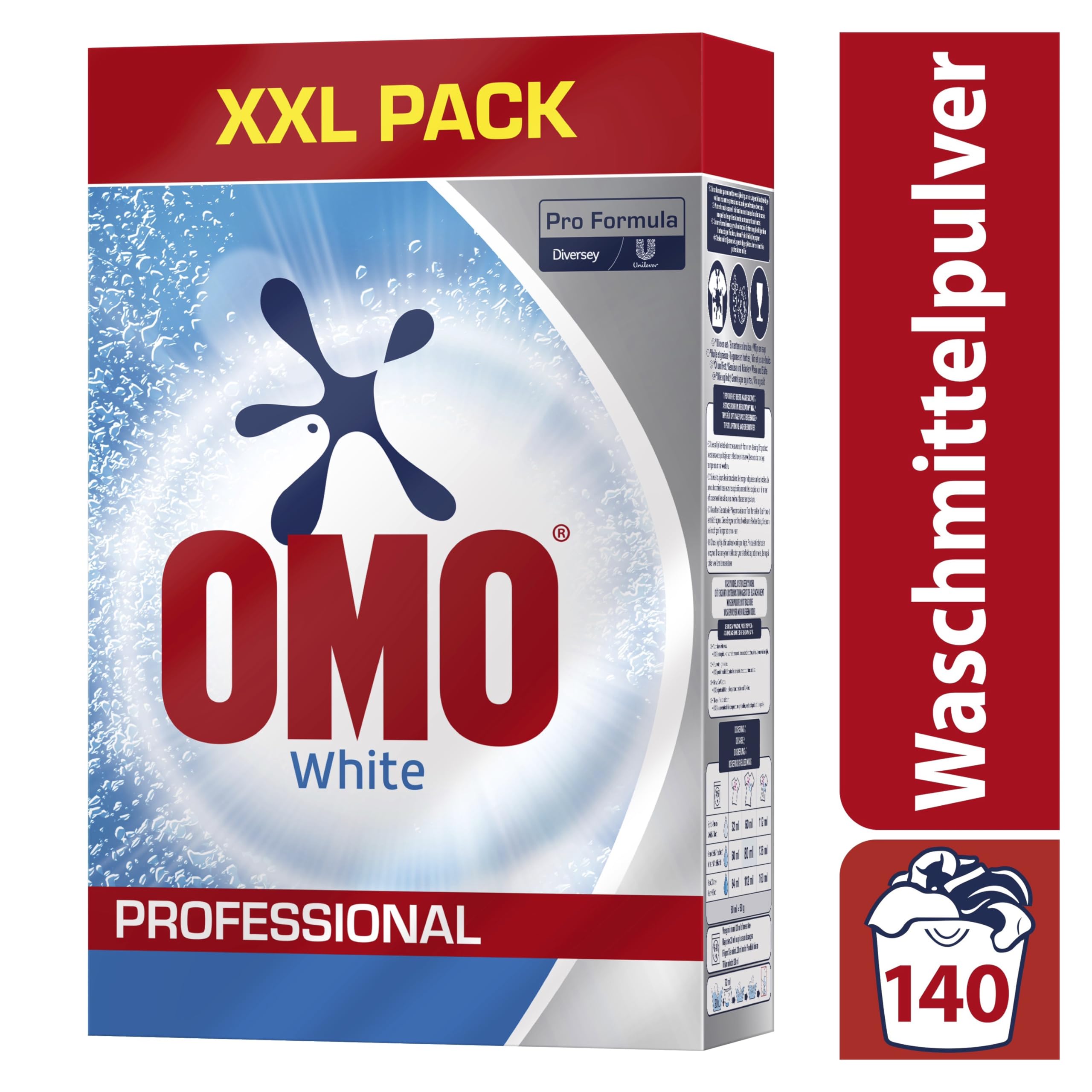 Omo Professional White Detersivo in polvere da 7 kg, per bucato bianco brillante e alta capacità di smacchiatura, per 140 lavaggi