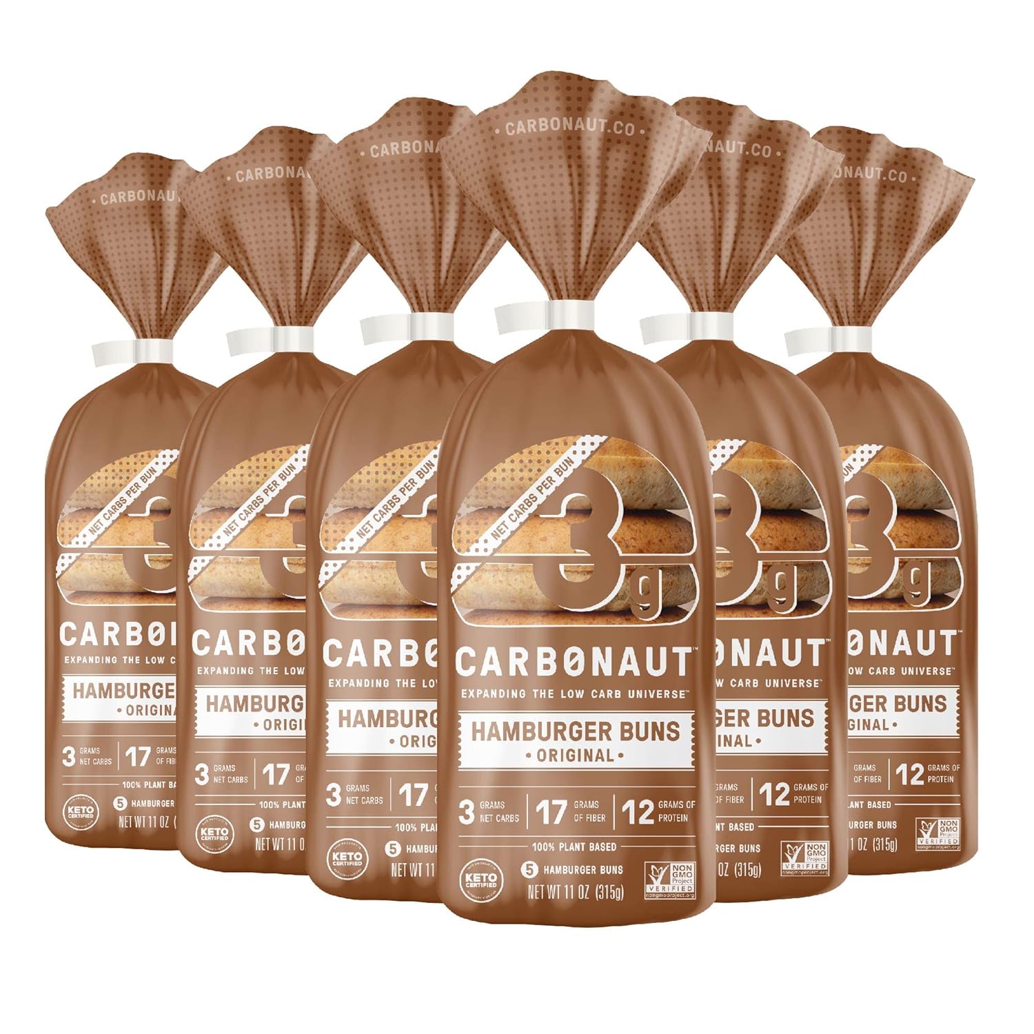 Carbonaut Low Carb Hamburger Buns, NonGMO, Vegan, Sugar