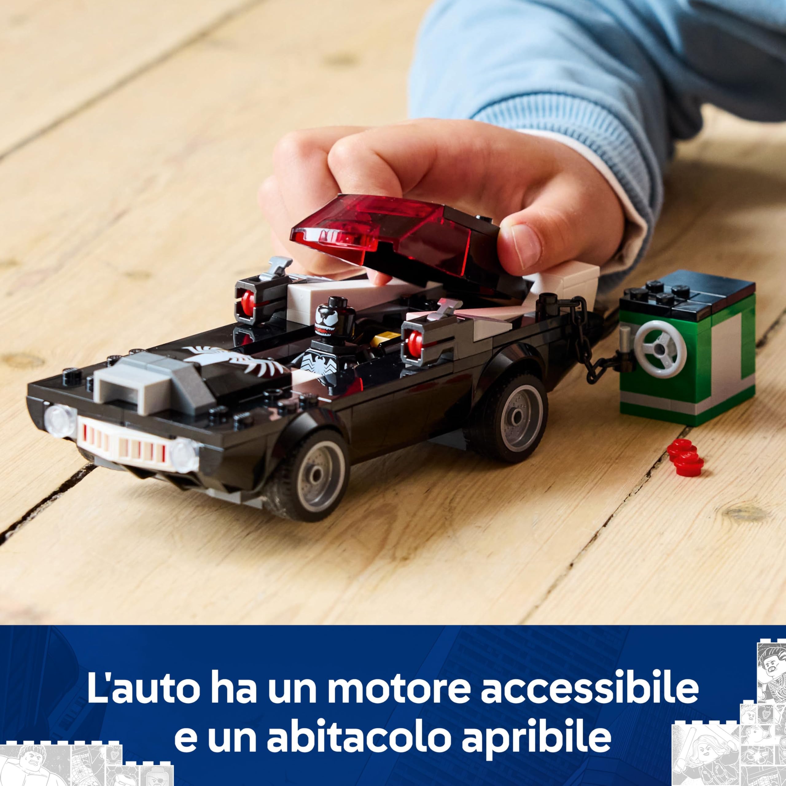 LEGO | Marvel Spider-Man Contro Muscle Car di Venom - Macchina Giocattolo da Costruire con 3 Minifigure, Giochi per Bambini da 7 Anni Fan dei Supereroi, dei Veicoli e dei Modelli di Auto 76309