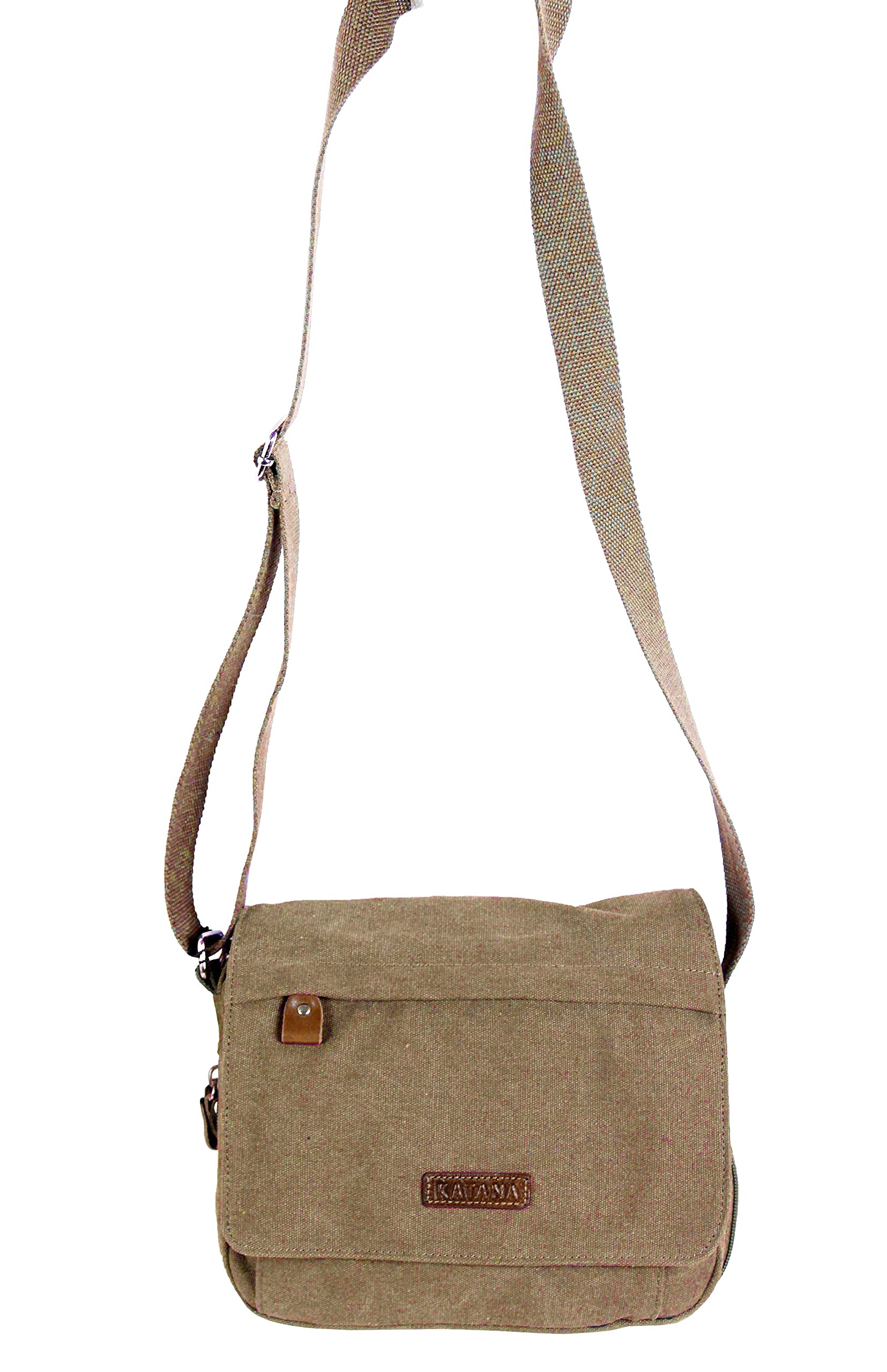 KTANA Petit sac besace sac bandoulière unisexe toile garni cuir réf 6514 (6 couleurs disponible) (sable)