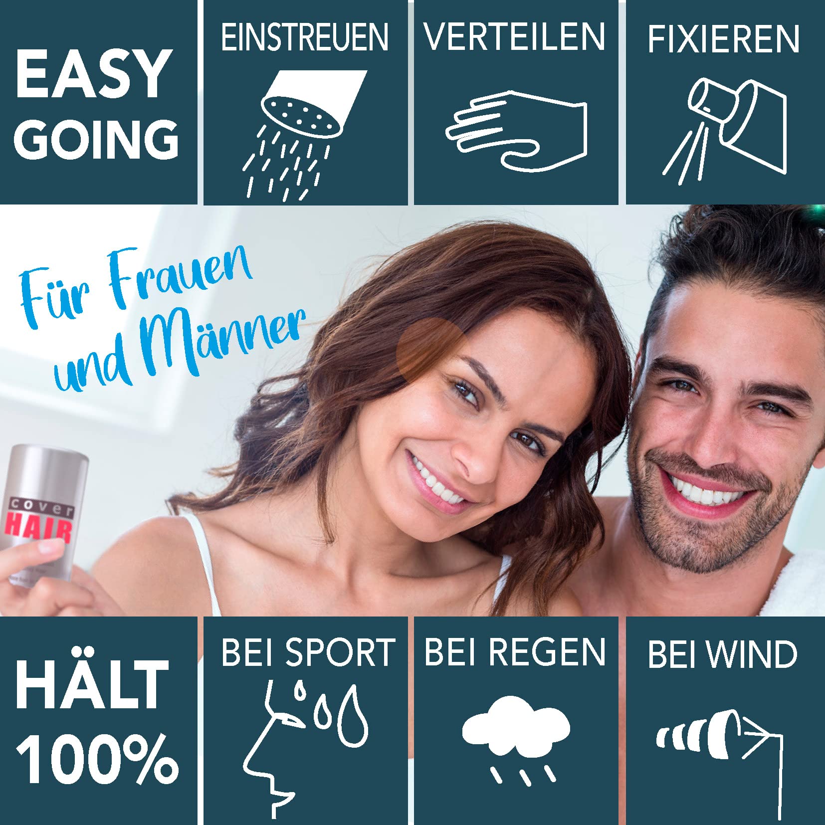 Cover Hair® Premium Streuhaar - 26g I Schütthaar zur Haarverdichtung & Ansatzkaschierung - Natürlicher Look in Sekunden I Hair Fiber für Männer & Frauen I Streuhaar Dunkelbraun