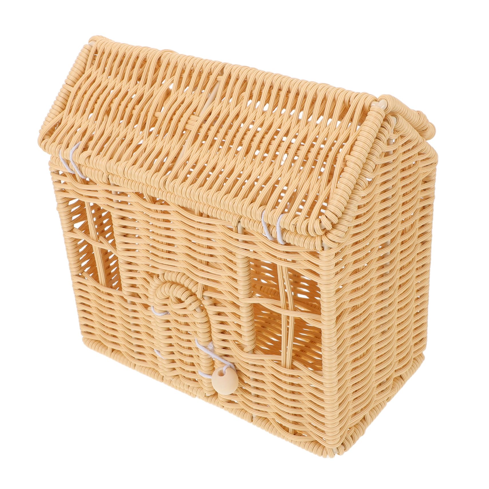 Cesta de Navidad con Asas Cesta Tejida Artesanal Forma de Casa para Snacks y Regalos Decoración Festiva para Fiestas y Celebraciones
