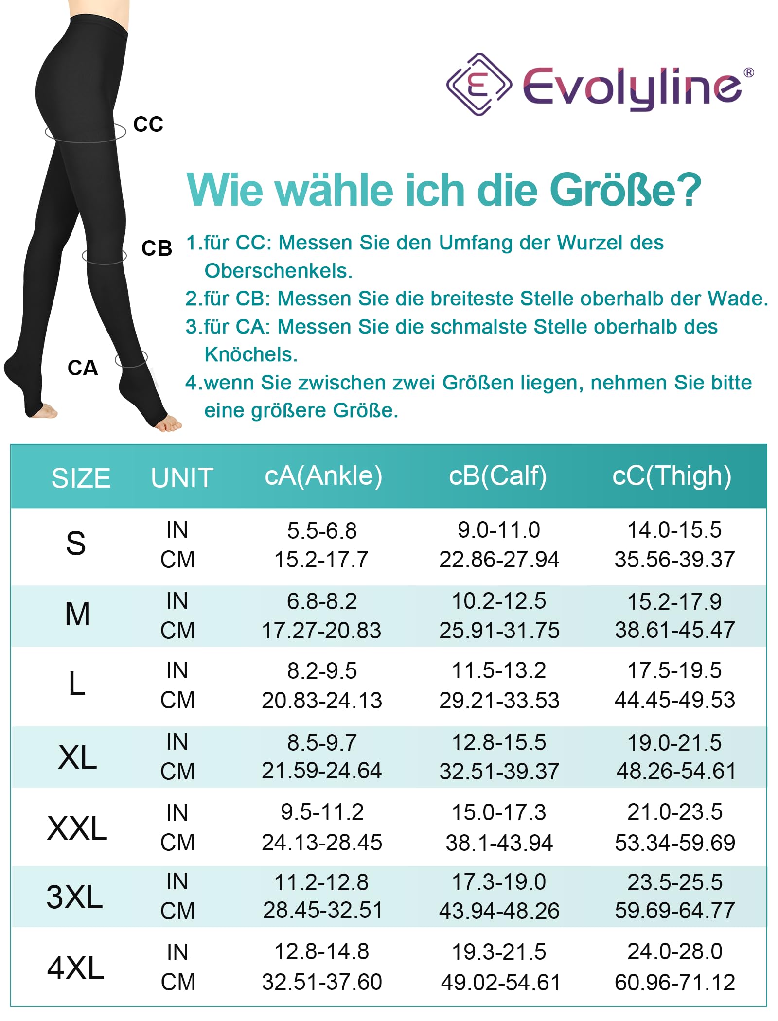 Collants de compression médicaux pour homme et femme - Longueur : 15-20 mmHg - Classe I - Bas de compression gradués - Bout ouvert - Pour la grossesse, les varices, l'œdème, le lipœdème