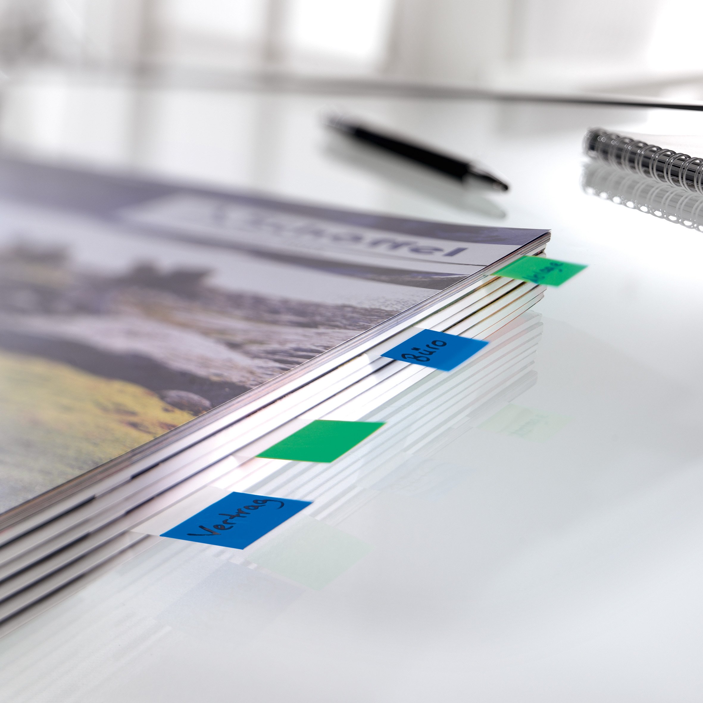SIGEL Z-Index 3,90 x 6,90 cm - 12 pezzi | HN493, dispenser Z, 600 fogli, Color-Tip verde