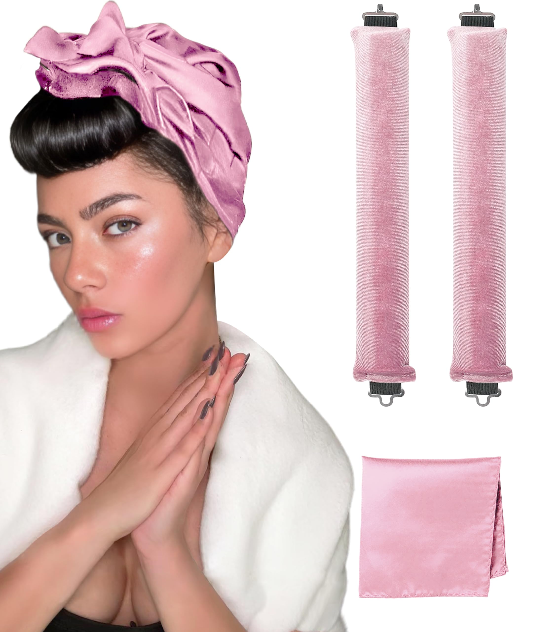 Classic Heatless Curls Overnight Rods No Heat Hair Curlers to Sleep Jumbo Foam Large Hair Rollers for Long Short Hair Heatless Curling Rod Set Styling Tools with Satin Scarf Pink