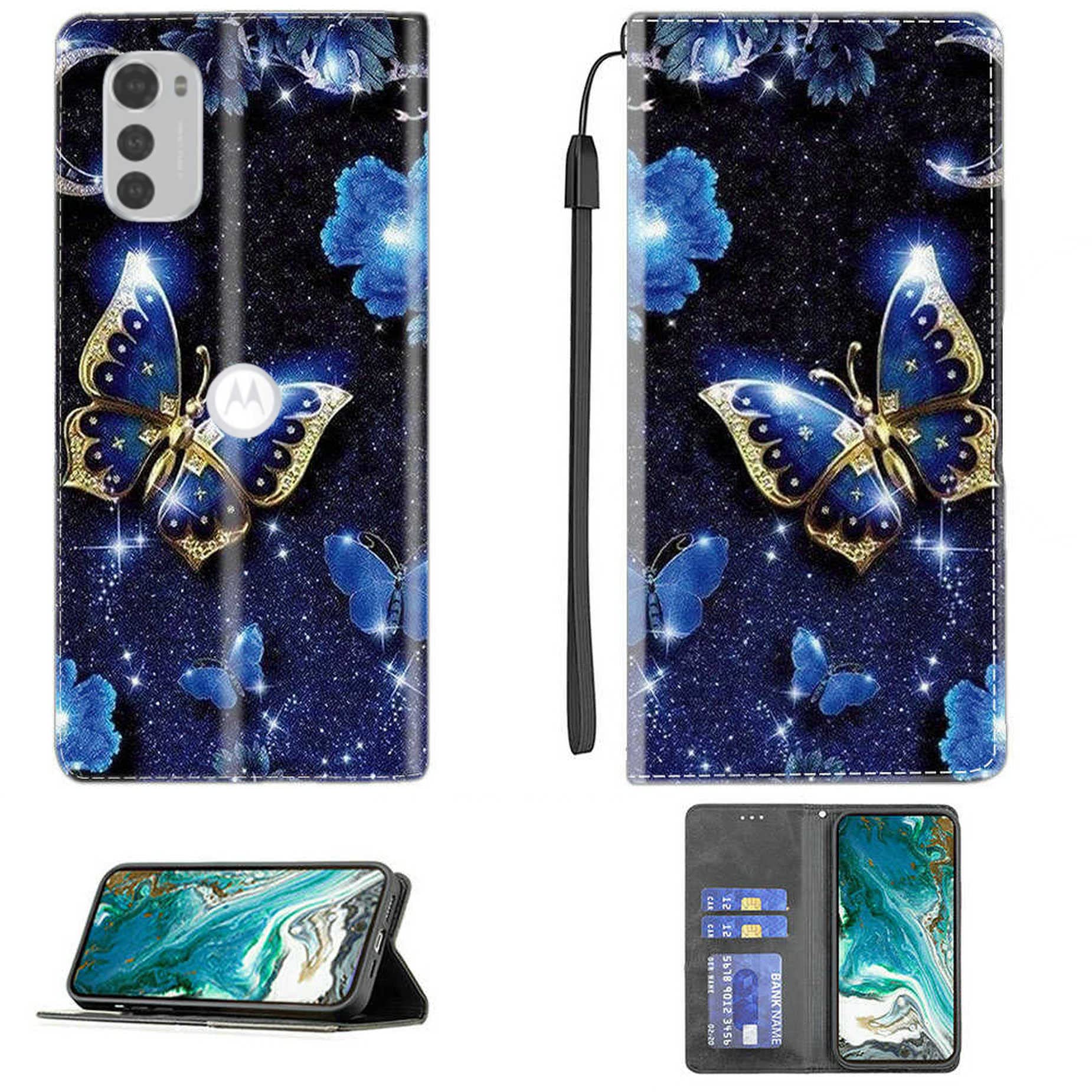 Custodia per telefono con più slot per schede per Motorola Moto E32 4G/Moto E32s 4G, stile portafoglio con doppi fermagli magnetici, supporto in pelle PU - Rosa