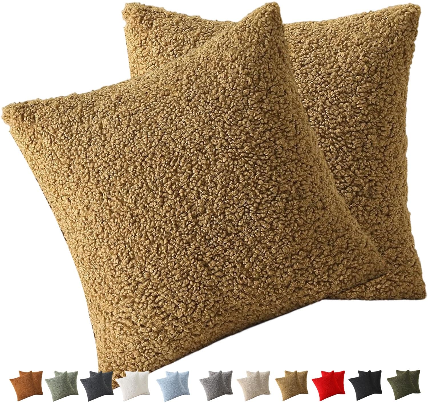 Cushion Covers 50x70 30x50 60x80 60x60 80x80 - Luxury Teddy plush Rectangle/Square Throw Pillow Cases - Decorative Soft Pillowcase for Sofa Couch Bedroom with Zipper(light coffee,30x50CM/12x20in)