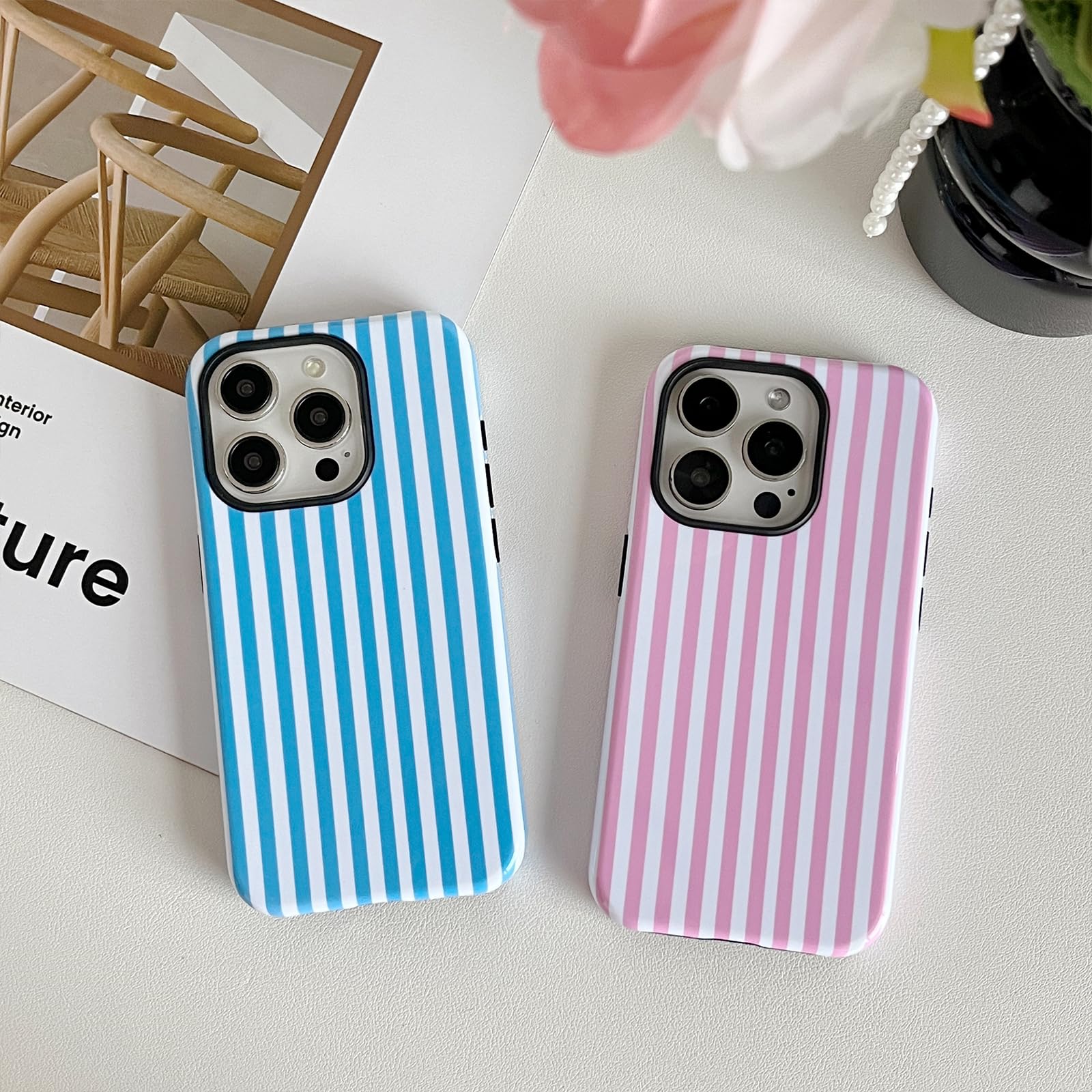 XQAGU Custodia protettiva per iPhone 15 Pro Max a righe