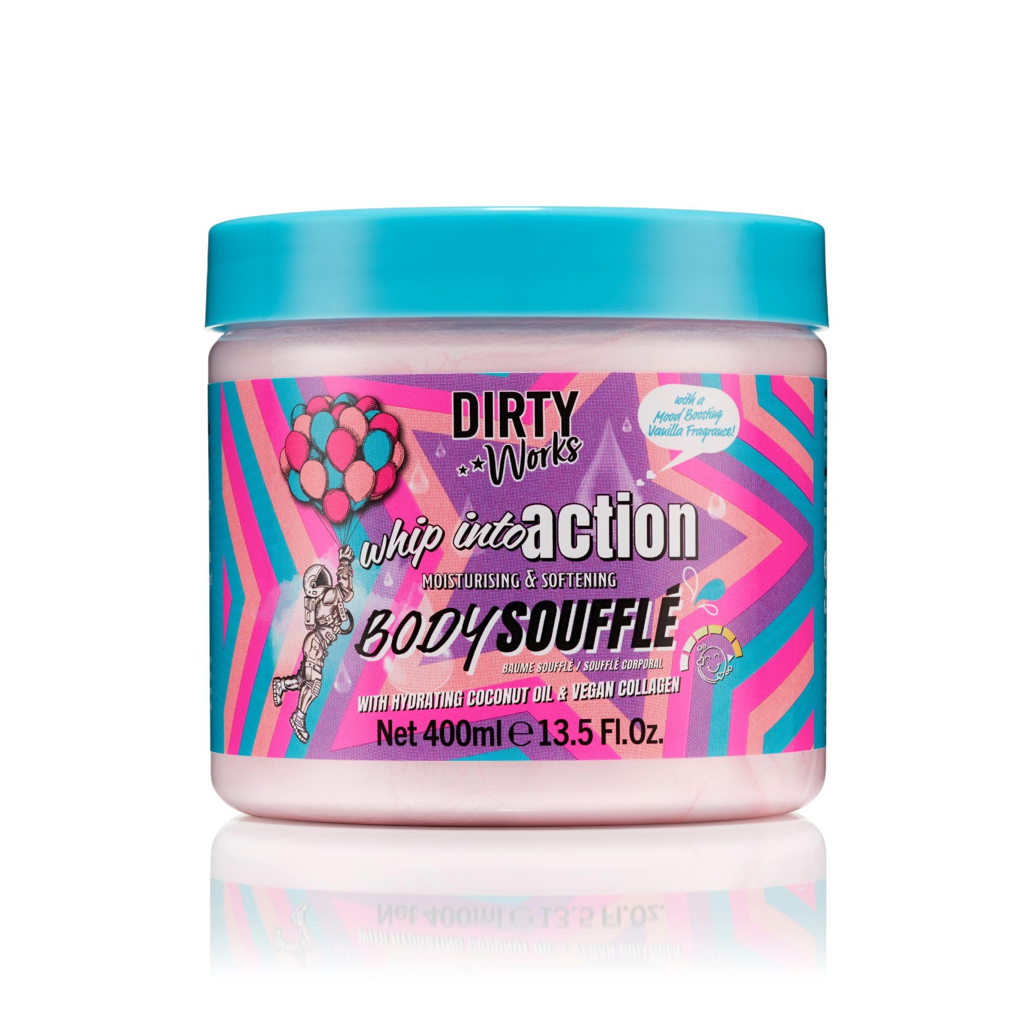 Dirty Works Whip Into Action Body Souffle 400ml, Lightweight, Ultra-Moisturizing Formula with Coconut Oil