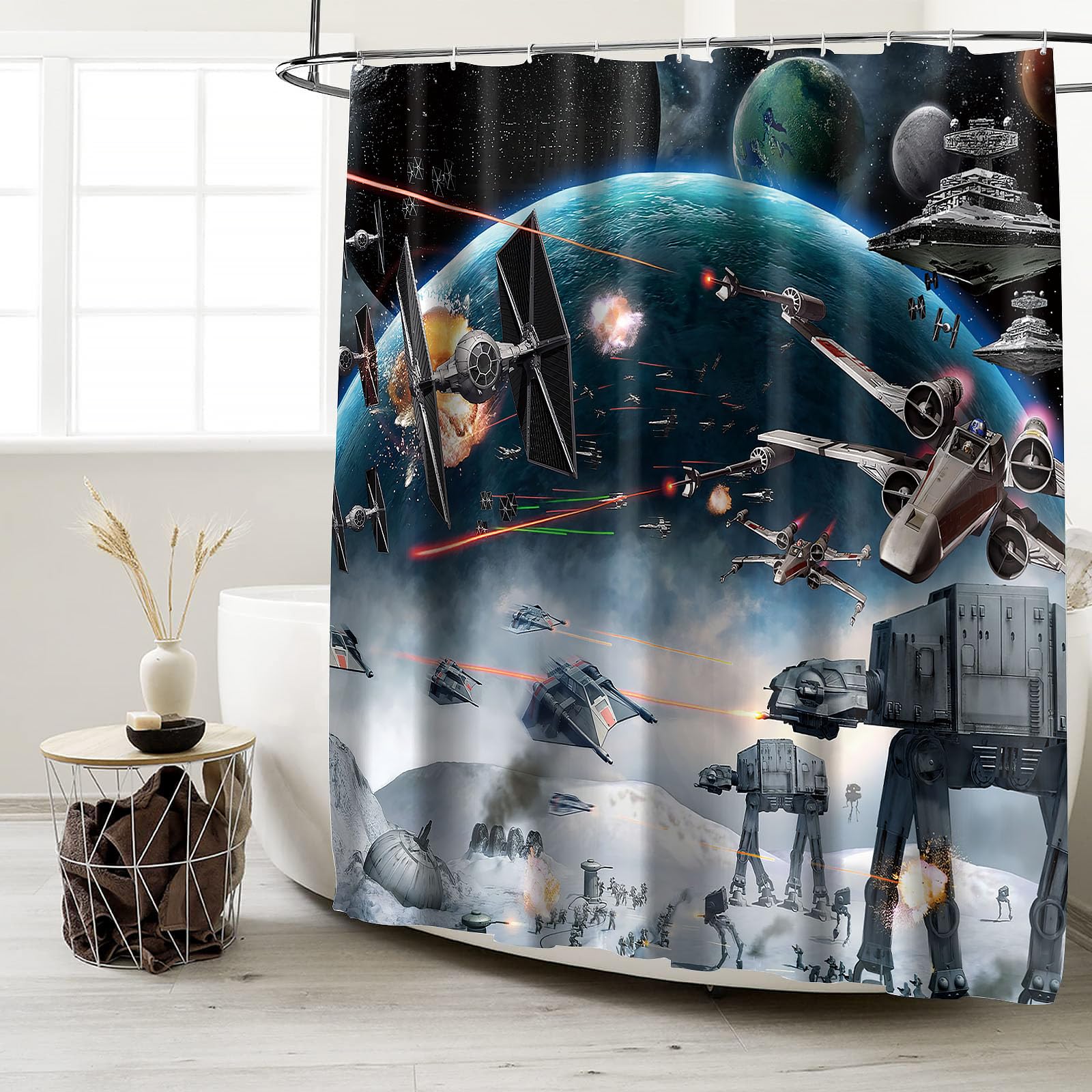 Galaxy Duschvorhang – Weltraum-Design, Wasserdicht, 183 X 183 Cm, Inkl. 12 Haken, Aus Polyester