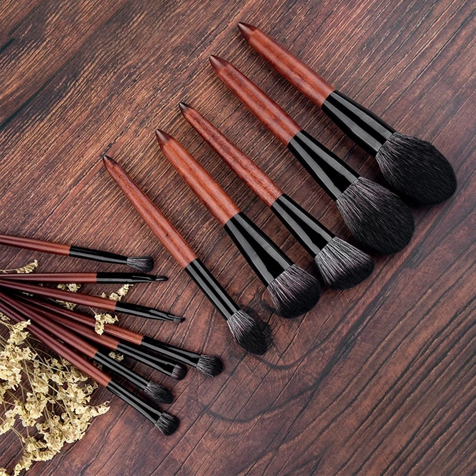 Set di Pennelli per Trucco Set di pennelli trucco alta qualità da 12 pezzi, strumento in fibra morbido Professionale