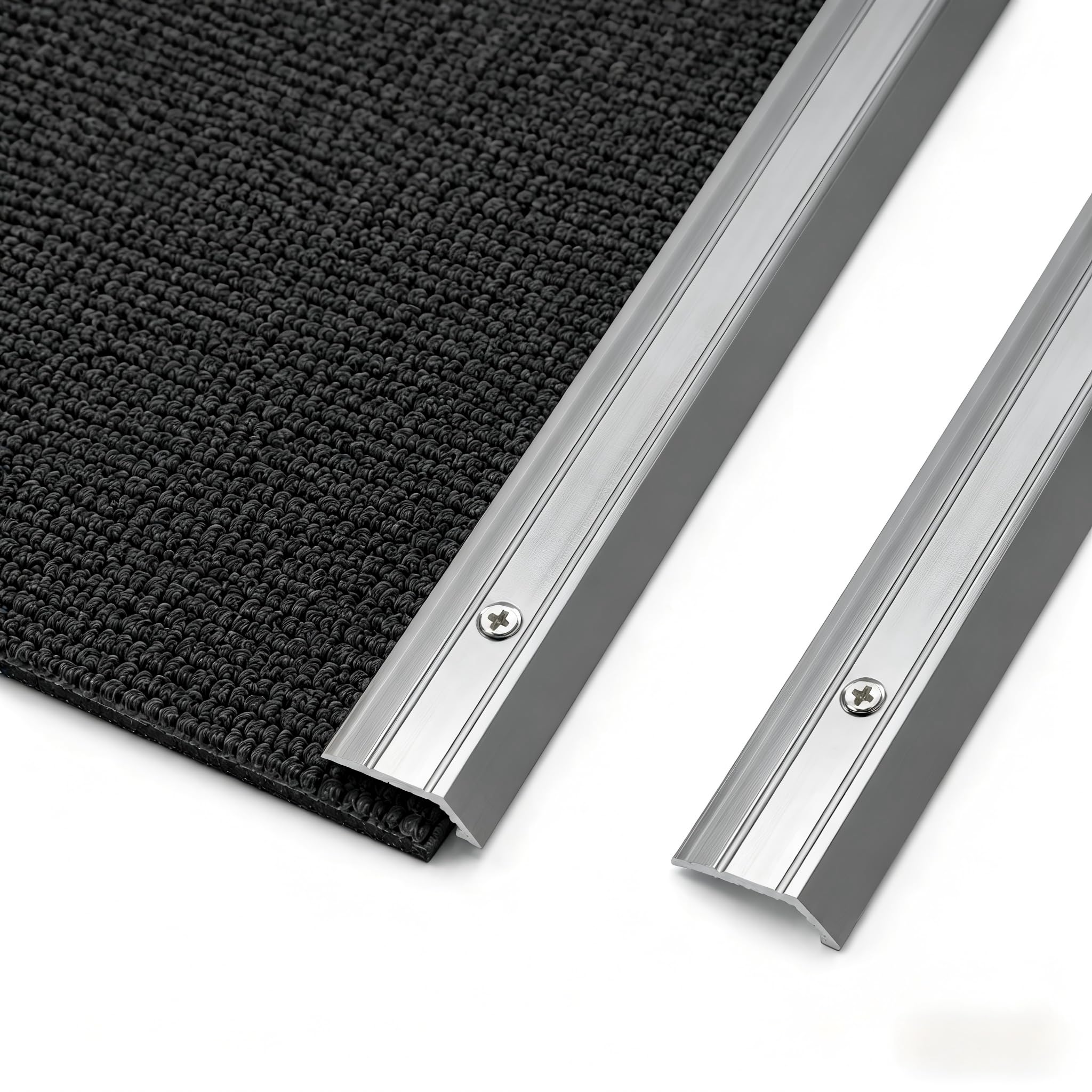 2-Pack Aluminum Carpet Floor Transition Strips,Carpet to Tile Floor Edging Trim, Metal Threshold Strip for Threshold Height Less Than 5mm (90cm,Iron Grey)