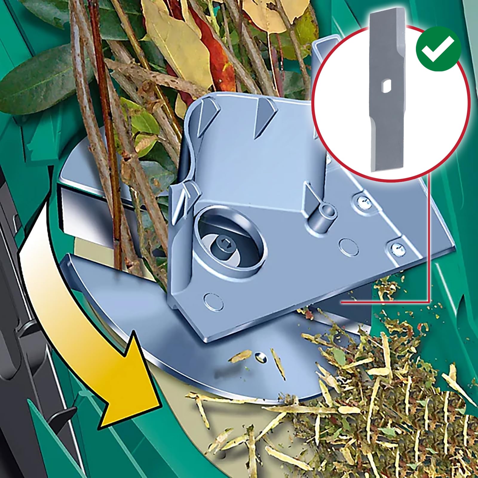 SPARES2GO Lame métallique broyeur de Jardin Compatible avec Bosch AXT 180 200 2000 Rapid 2200 (19,5 cm)