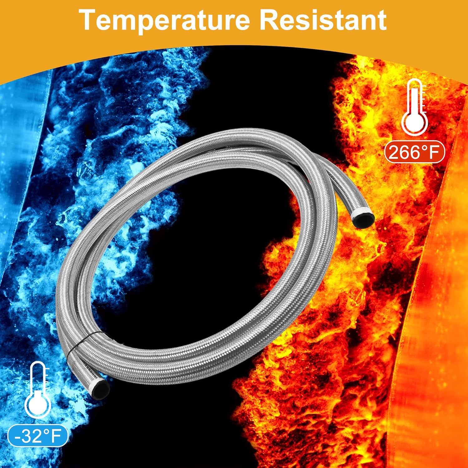 AN-16 Fuel Line Kit 12ft Vacuum Hose Automotive Fuel Hose with 2 Clamps 1 Set