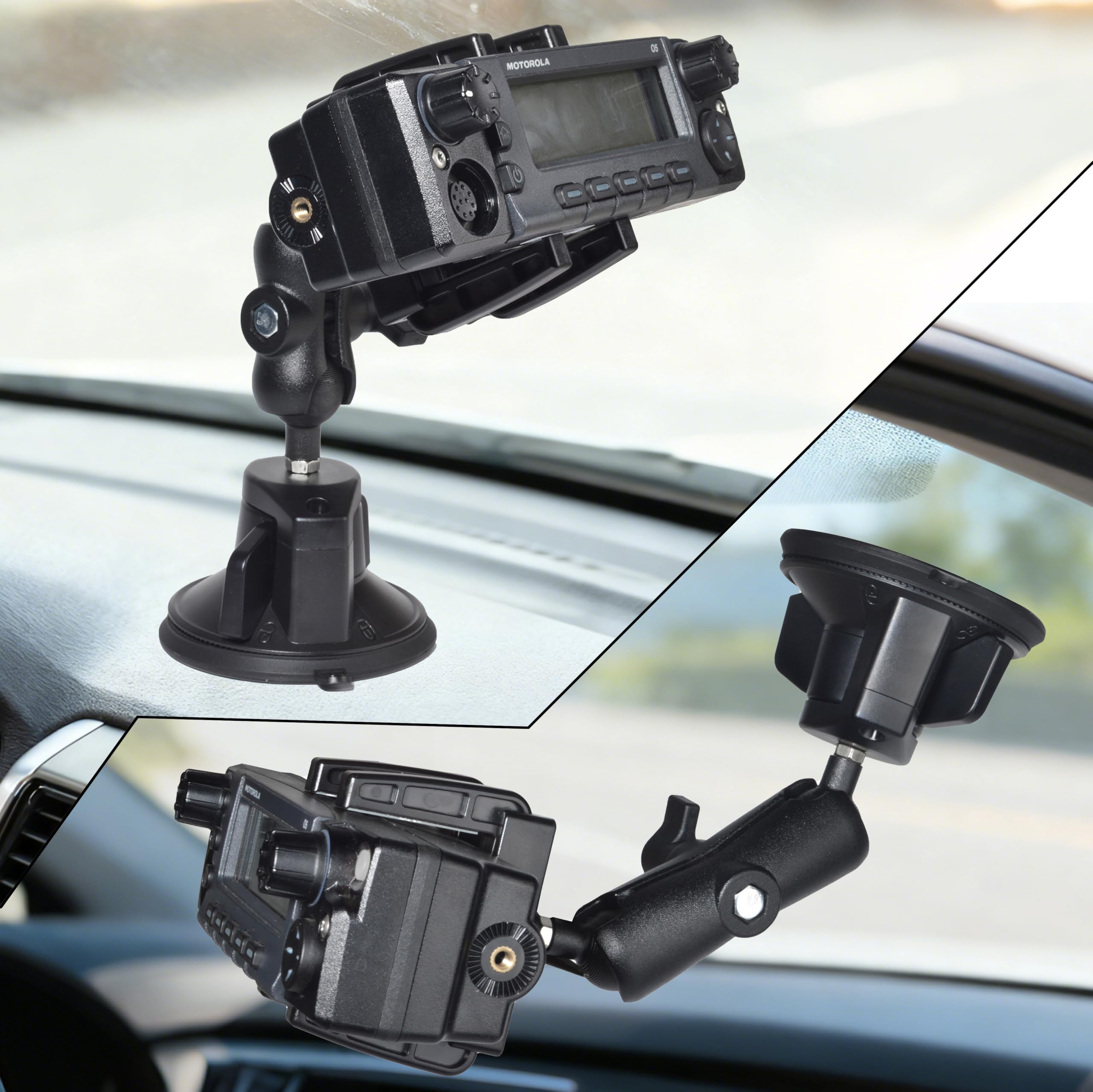 Support de Fixation Amovible pour Radio CB et Ham, Ventouse Robuste pour Tableau de Bord ou Pare-Brise