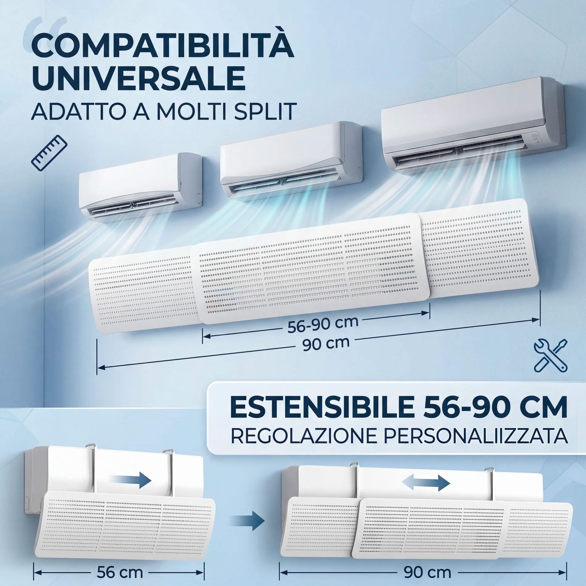 081 Store - 2 PEZZI Deflettore per Condizionatore Universale, Portatile Regolabile Parabrezza Deflettore Aria Condizionata Scudo per Condizionatori da Parete per Casa/Ufficio/Camera/Soggiorno (Bianco)