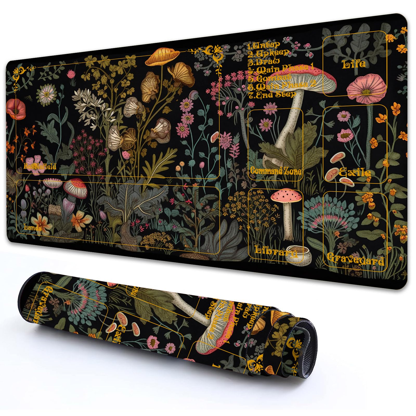 RMJKXQZG for MTG Playmat with Zones 27.5" x 15.74" with High Elastic Rubber Base Non-Slip Rubber Sole HD Printing for MTG Mat Magic Mat Card Playmats