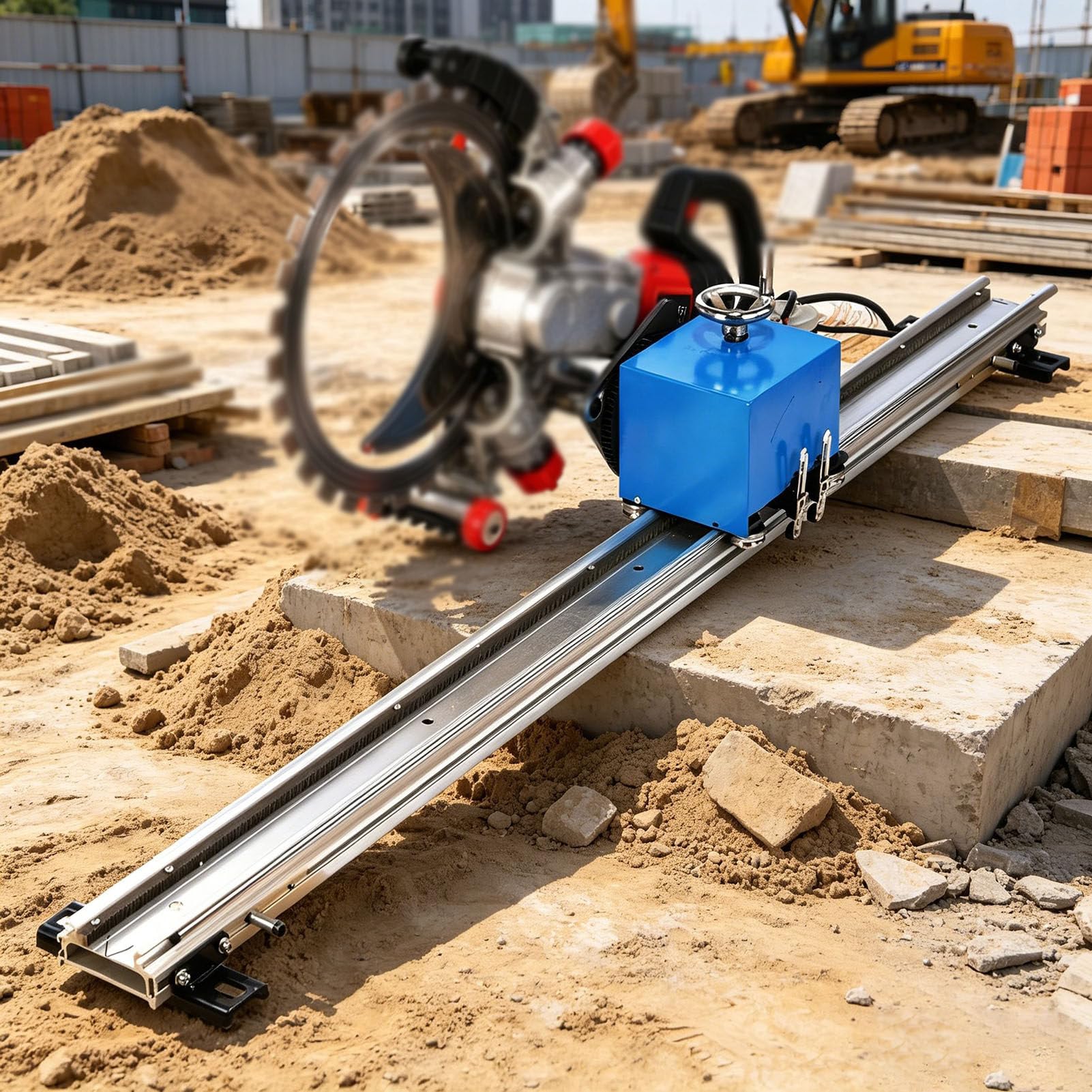 ExoticaBlend Ring Concrete Cutter Saw Guide,Ring Saw Cutting Guide,Linear Rail Automatic Cutting,Wall Bracket Rotating Rocker One-Button Lifting,for Concrete Ceramic Tiles Walls Floors 2.5m