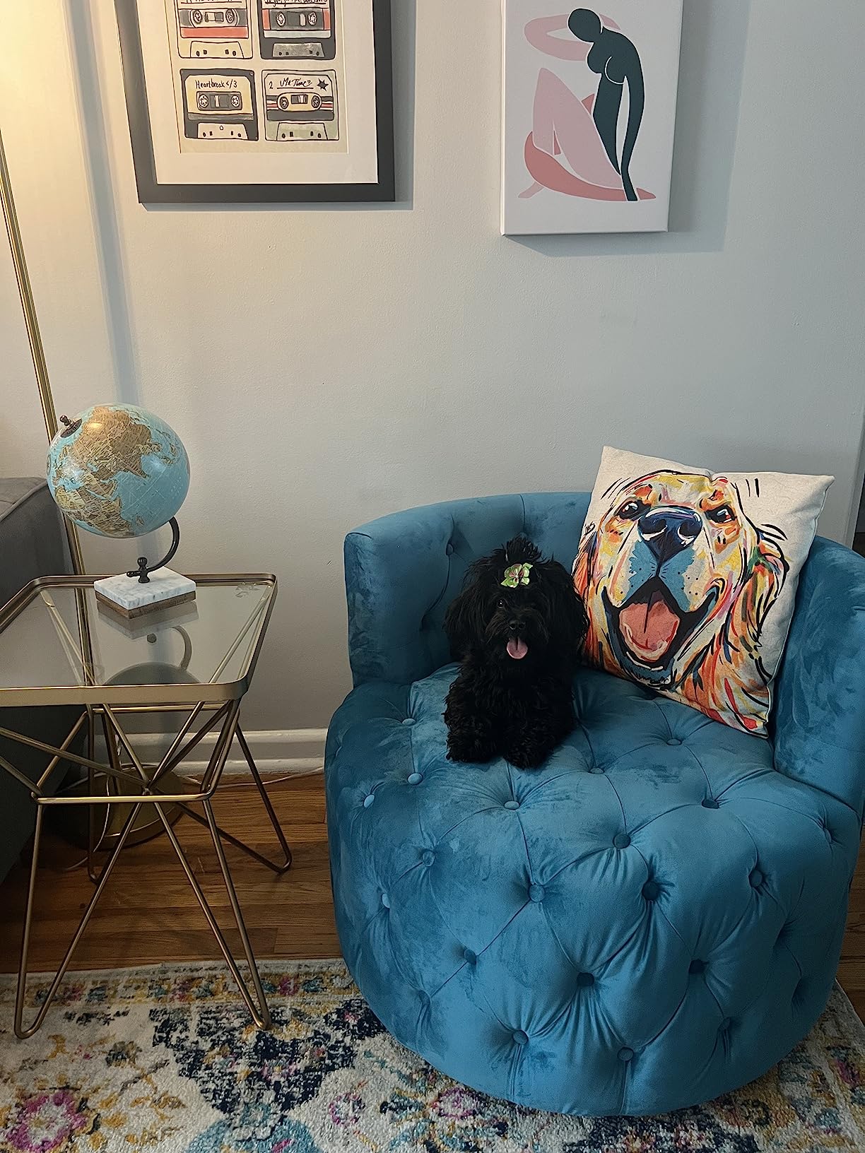 50/mo Finance INZOY Swivel Barrel Chair with Velvet Fabric, Swivel