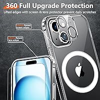 Vista 5 de Red2Fire Funda magnética para iPhone 15 Plus transparente para iPhone 14 Plus, compatible con MagSafe, 2 protectores de pantalla de vidrio +