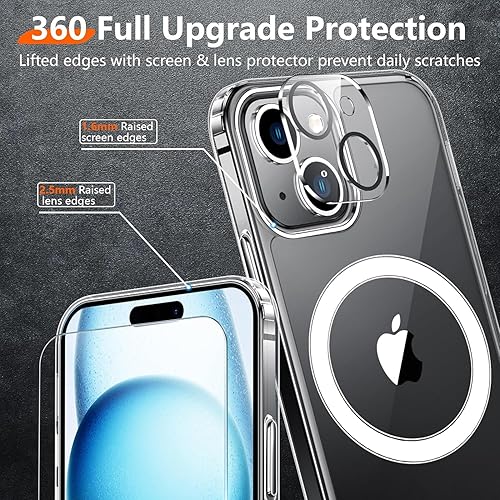 Miniatura 5 de 9 en 1 Funda magnética Red2Fire para iPhone 14 Plus transparente, compatible con Magsafe 3 protectores de pantalla de vidrio templado + 3