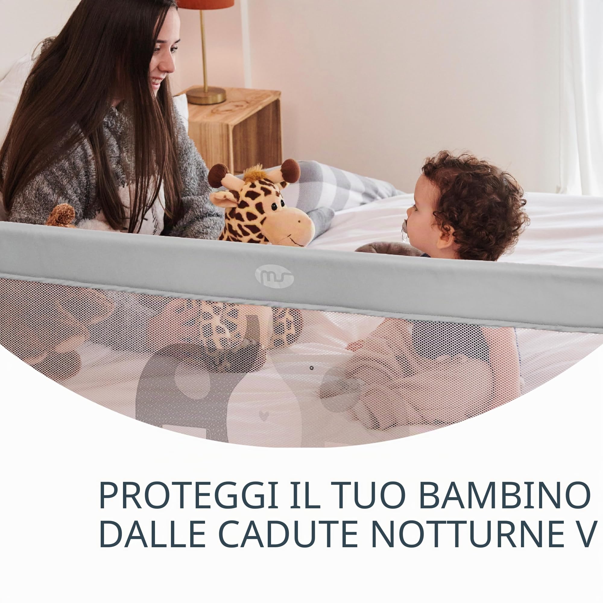 ms BabyWorld - Sponda per letto Baby Nest da 150 cm - Sponda di sicurezza pieghevole con 2 altezze regolabili, protezione anticaduta per lettino per bambini piccoli o adolescenti