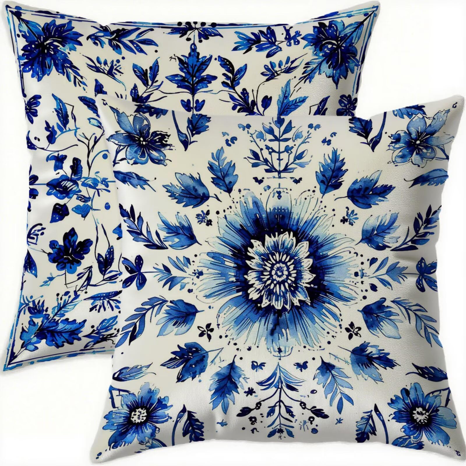 Housse coussin 80x80cm velours bleu roi élégant lot de 2