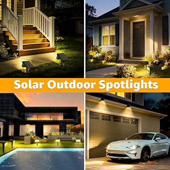 Ollny Solar Powered Uplighter Spotlight Garden 2Pack Stake Light Warm White [Energy Class G]