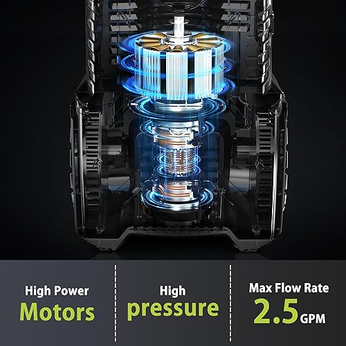 Miniatura 3 de Lavadora a presión ajustable de 5000 PSI máx., lavadora de potencia de 2 GPM máx. con carrete de manguera de 33 pies, varilla de acero, cañón de
