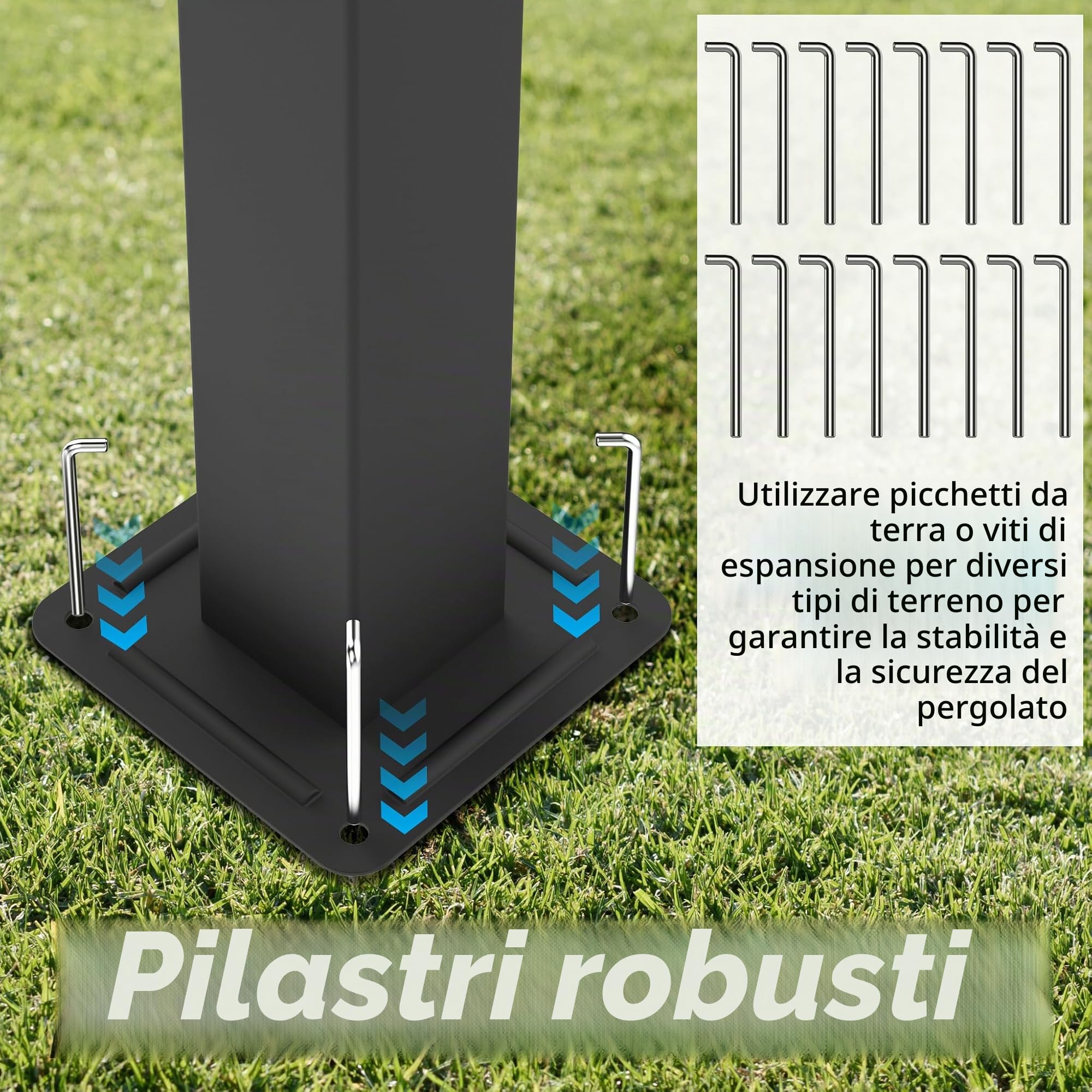 LZQ Pergola Gazebo 3x3 m con telaio acciaio robusto e tetto poliestere rivestito PA regolabile, protezione solare anti-intemperie per giardino e terrazza (nero)